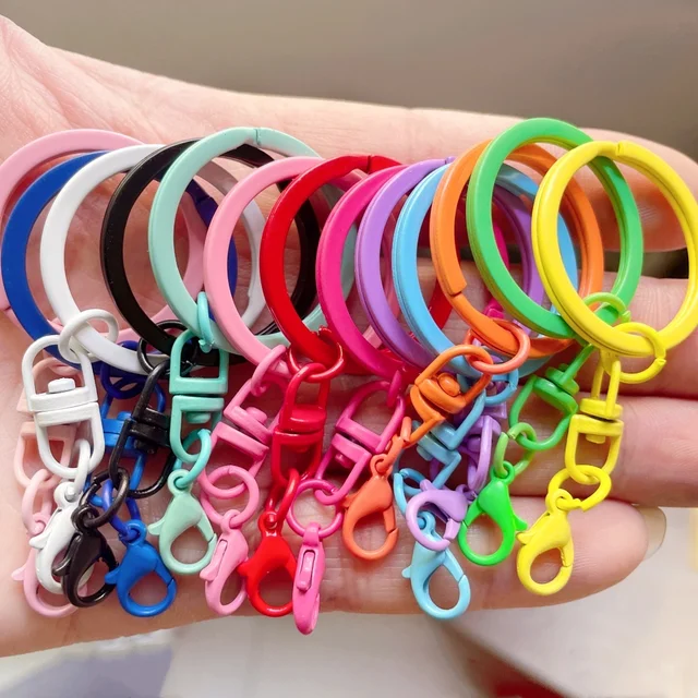 10 sztuk brelok z karabińczykiem z obrotową klamrą do tworzenia biżuterii DIY brelok do kluczy złącze cukierkowy kolor breloczek akcesoria