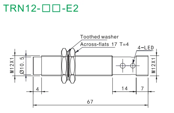 TRN12-04PO-E2 20mm Inductive Non-Contact Non-Shielded Automatic Connector Hall Sensor IP67 PNP/NPN Screw Type
