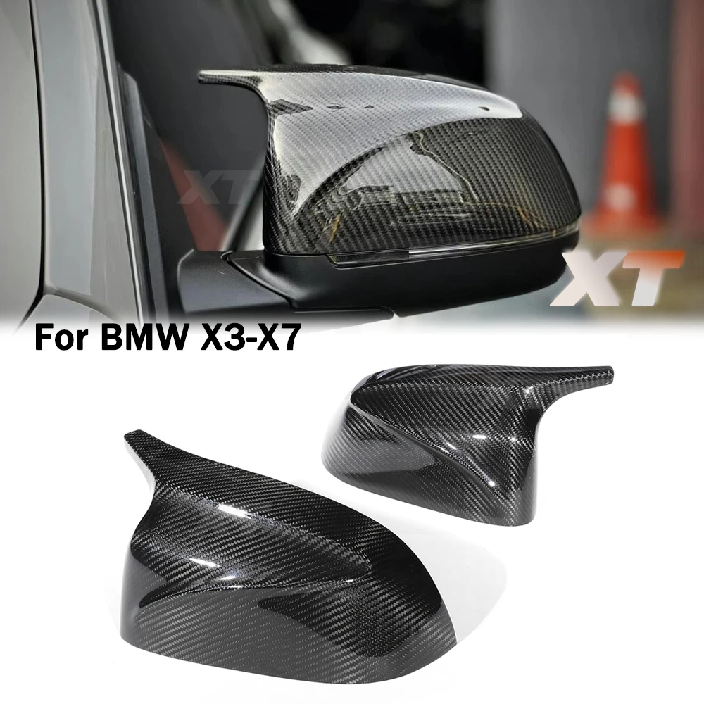 

For BMW 2018+ G01 X3 G02 X4 G05 X5 G06 X6 G07 X7 Dry Carbon Fiber Mirror Covers Caps M Style look Horns Matt Forged Replacement