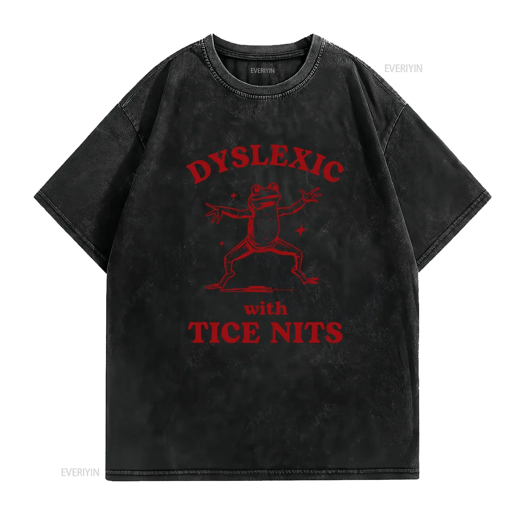 Maglietta da donna divertente con scritta Dyslexic Tice Nits Giallo chiaro vestibilità comoda e ampia casual girocollo vintage