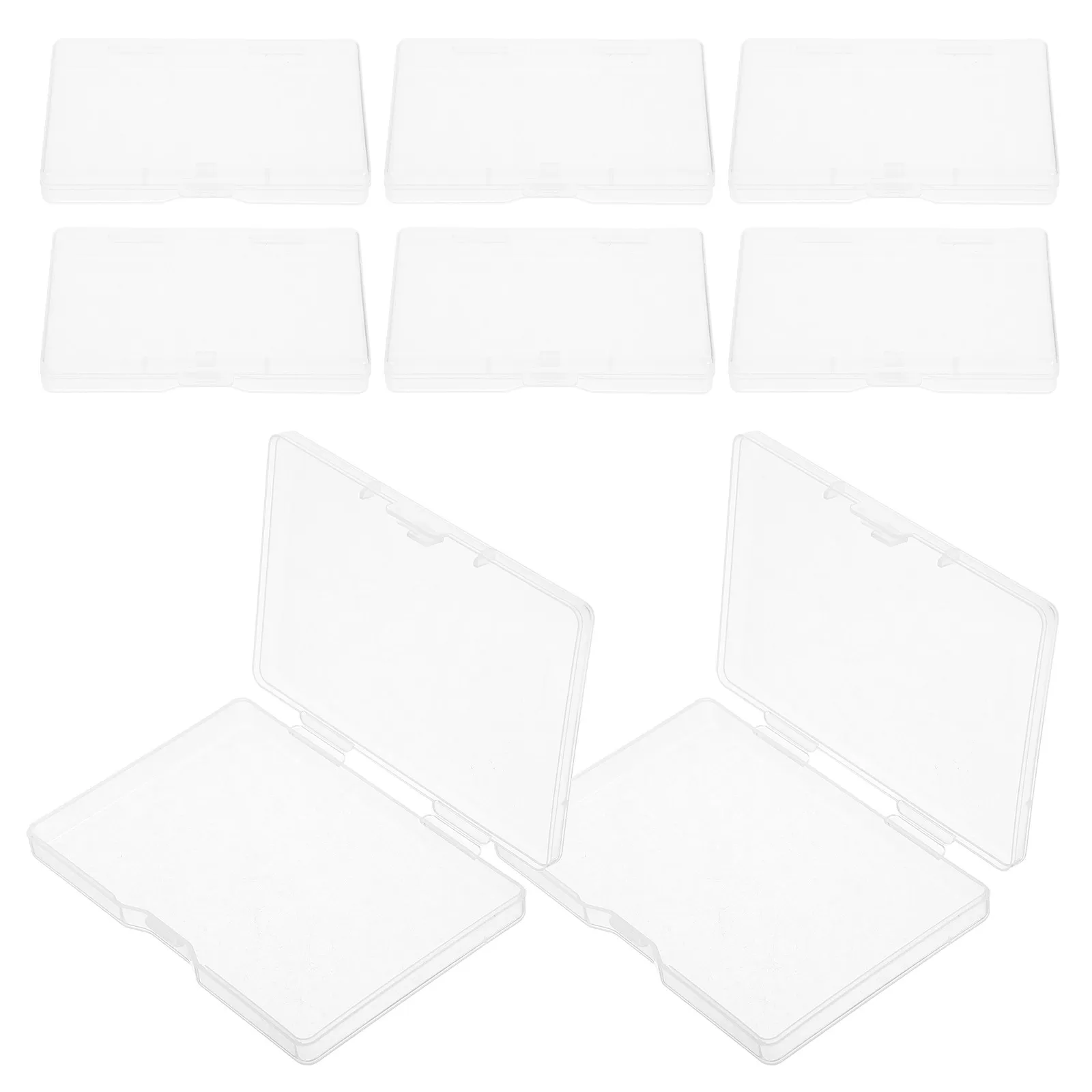

8Pcs Clear Plastic Business Card Organizer Portable Transparent Compact Card Holder Storage Box for Meetings Trading Playing