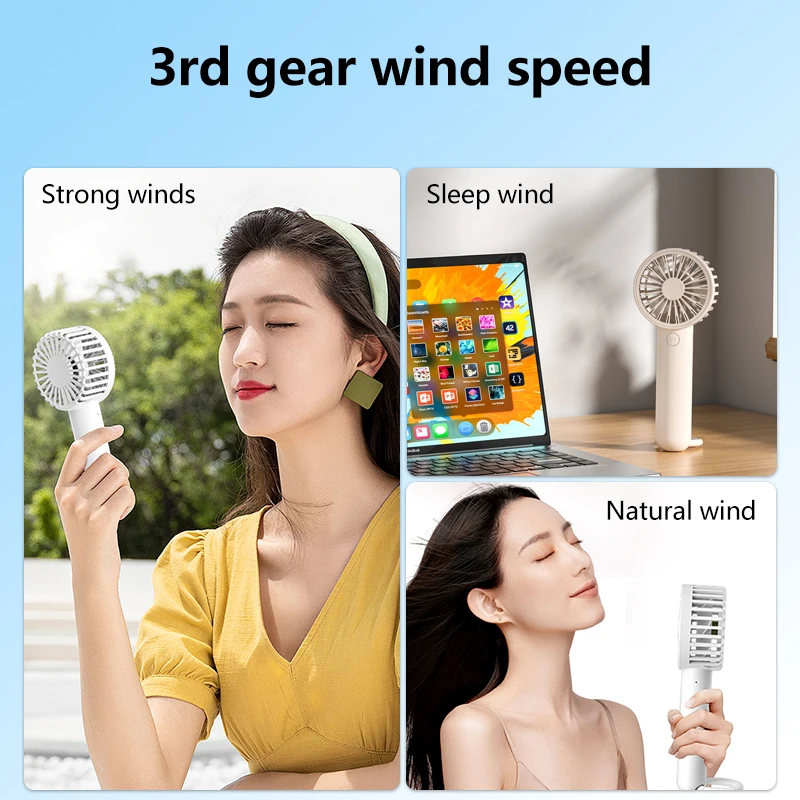 Portable Handheld Mini Fan 1800mA Lithium Battery Small Portable Multi-Scene 3-in-1 Practical USB Mini Fan