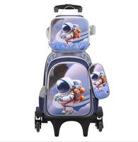 16 Inch Rolling Backpack For Boyrs with Lunch Bag and Pencil Case Wheeled School Backpack for Girls School Wheeled backpack set