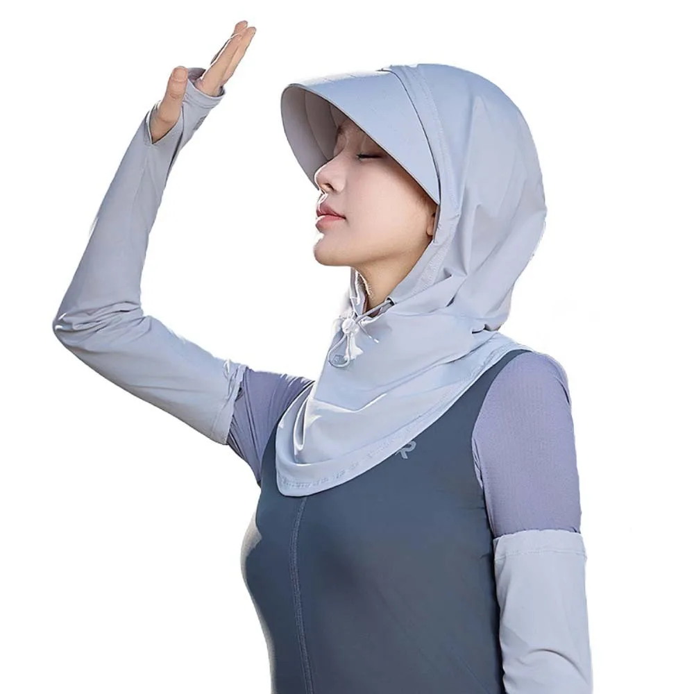 

Breathable Full-Face Sunscreen Cap Wide Cap Brim Anti UV Ice Silk Face Cover UPF 50+ Neck Protection Long Neck Covers Hat