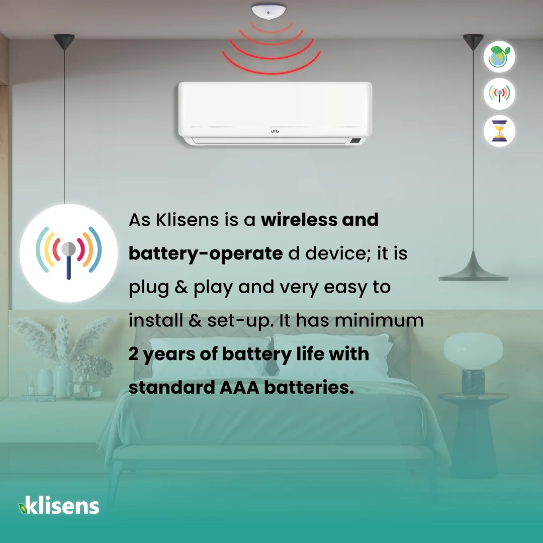 K1100 SMART HUMAN SENSOR FOR AIR CONDITIONER ENERGY SAVING CONTROLLER HOTELS AIRBNB OFFICES NO WIRES BATTERY OPERATED ! KLISENS