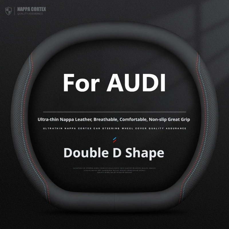 New Double D Shape Car Steering Wheel Cover For AUDI A6 A5 Q5 Avant A5 Sedan Q4 E-tron Q5 E-tron Q6 E-tron A6 E-tron 2026 2025
