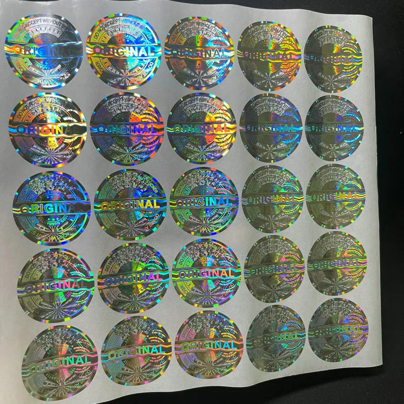 30X30mm Silver Original Authentic Sticker Tamper-proof Security Seal Holographic Sticker Laser Anti-counterfeiting Sticker