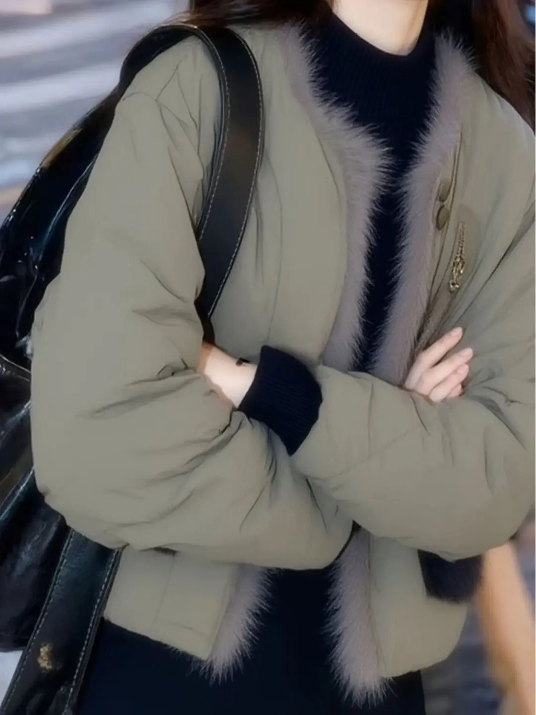 Green Lamb Velvet Short Baseball Jacket Women's Ultra-Thick Plush Workwear Coat Korean Style Long Sleeve Short Length