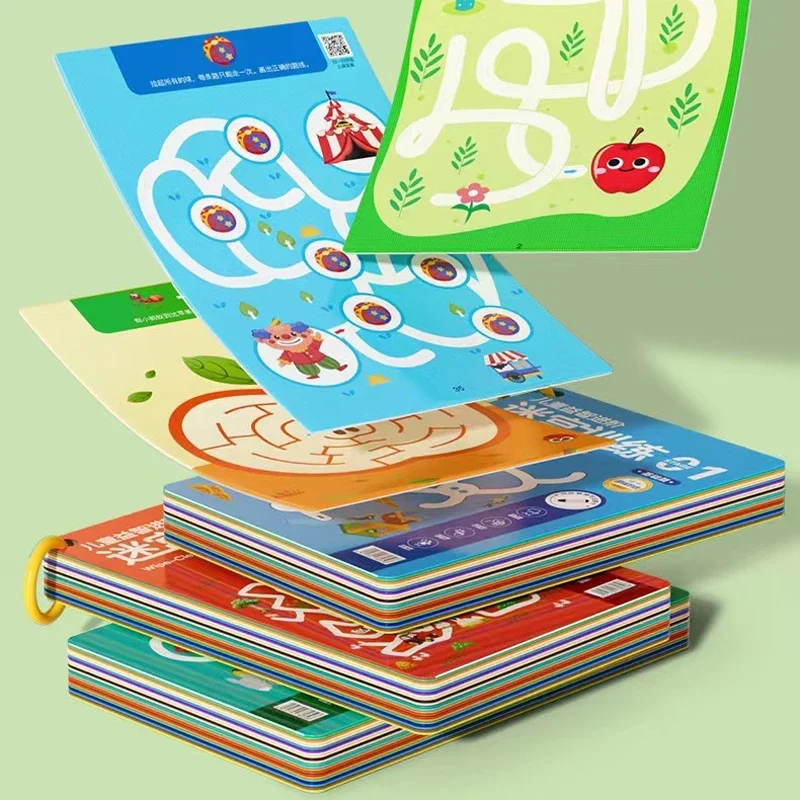 Concentration Maze Training Book Pen Control Training Book Reusable Tracing Workbook Children Montessori Drawing Education