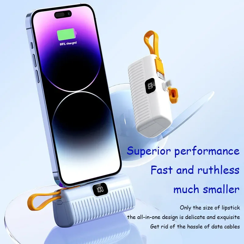 Xiaomi 30000mAh Mini Power Bank Portable Capsule Fast Charging Multiple Ports Pocket Moblie Charging Supply With Cables New