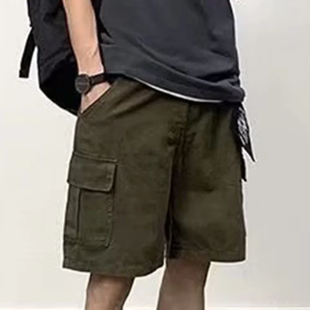 

Casual Summer Pants Cargo Shorts Summer Casual Wear Men Summer Loose Cargo Shorts Beachwear Slight Stretch Solid Color Summer