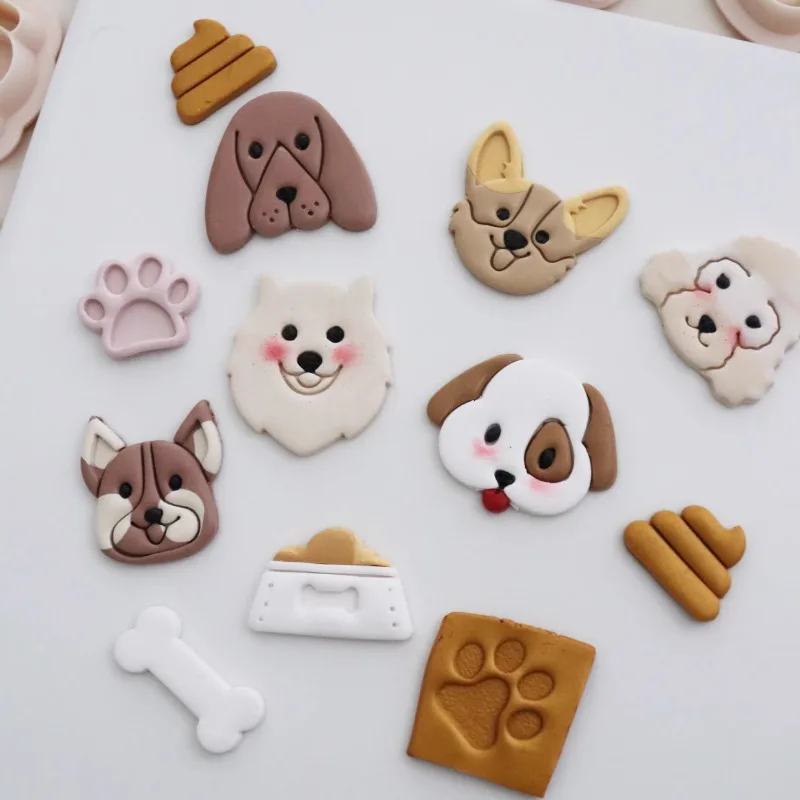 Cute Animal Dog Polymer Clay Cutters Cartoon Paw Dog Food Bone Poop Shaped Cutting Mold for Earring Jewelry Pendant Making Tools