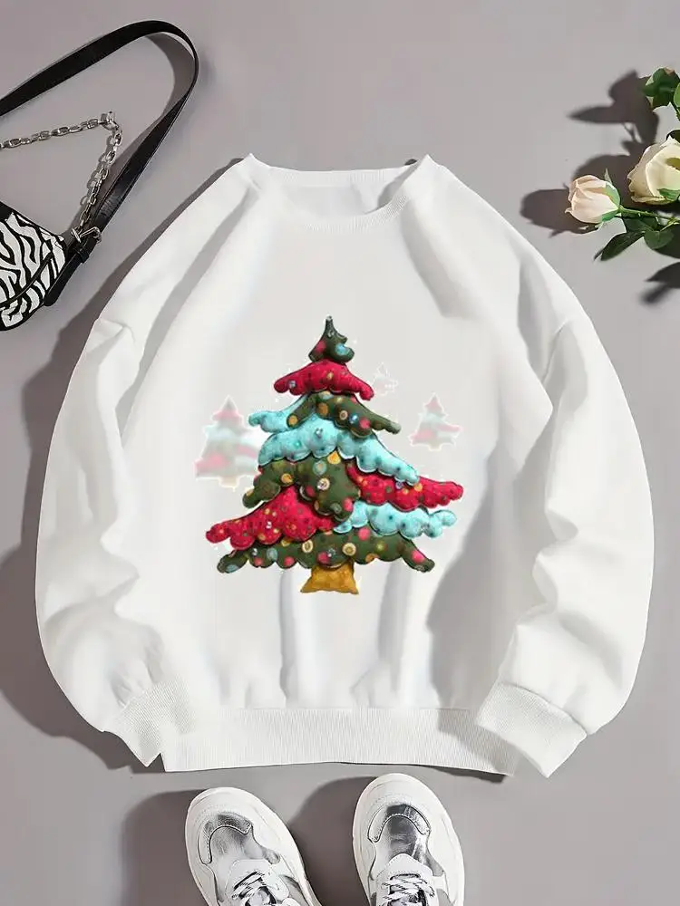 

Watercolor Trend 90s Style Christmas O-neck New Year Fleece Pullovers Fashion Clothing Holiday Female Women Graphic Sweatshirts