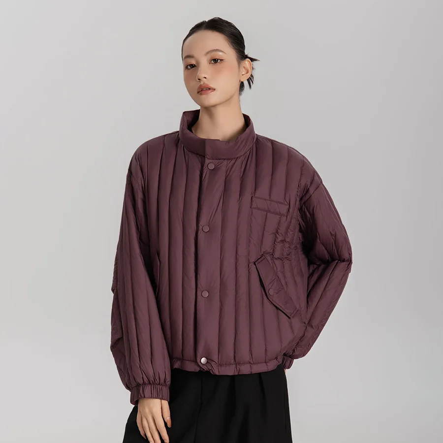 جديد الخريف الشتاء الأبيض بطة أسفل سترة خفيفة الوزن فضفاضة البخاخ أسفل معطف المرأة الوقوف طوق الدافئة سترة قصيرة غير رسمية #6