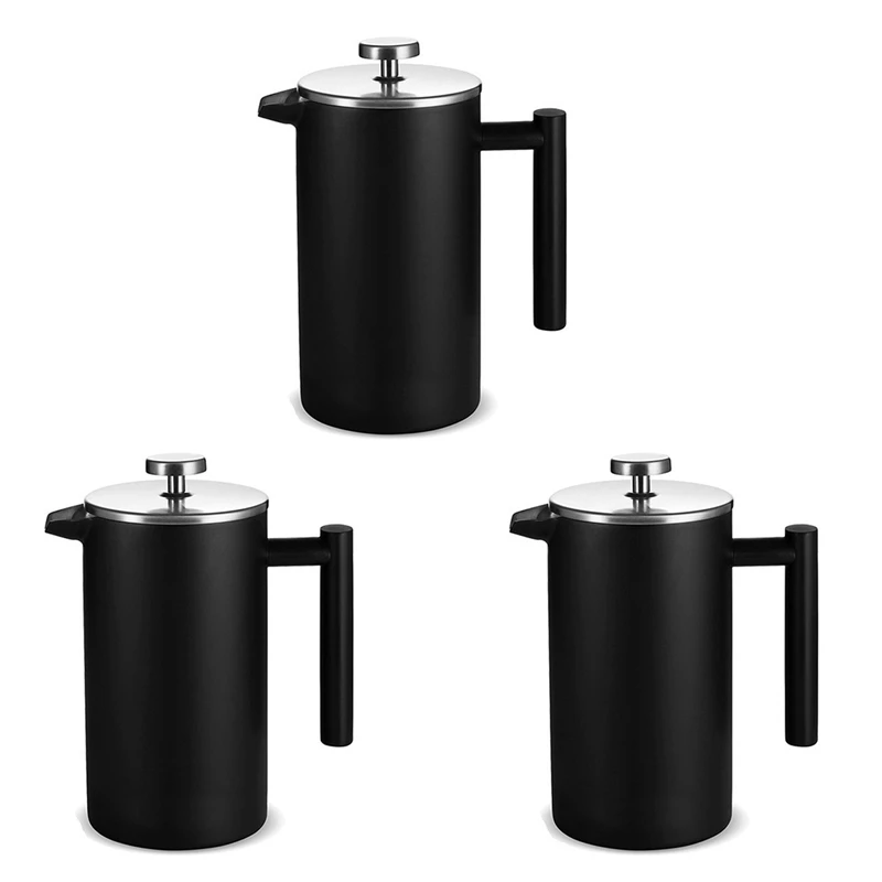 

3X Stainless Steel French Press Coffee Pot Filter Pressure Moka Coffee Percolator Pressure Pot Coffee Maker Teapot 350Ml
