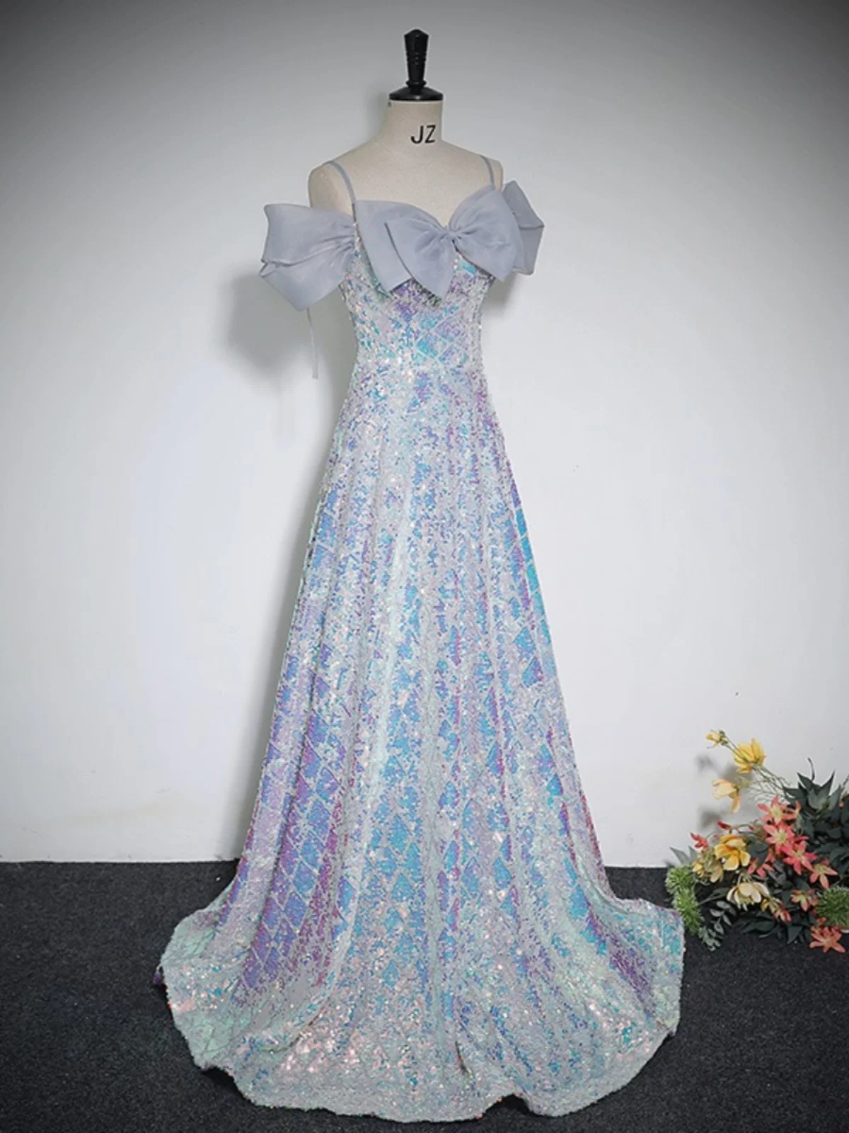 

Ele Evening Gown Women's Par High End Elegance Glitzy Host Birthday Gathering Faionable Sequin Floor Length Dr