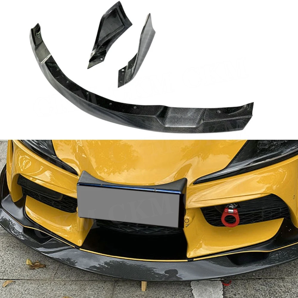 

for Toyota Supra A90 2019-2024 Carbon Fiber Car Front Bumper Lip Splitter Spolier Diffuser Front Lip Body Kit Spoiler Guard FRP