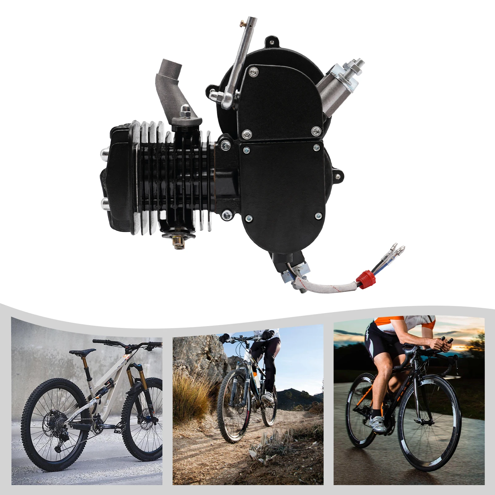 

2-Stroke 80cc Bicycle Engine 1.85kw Gasoline Motor 5500rpm Cylinder Single Engine 1.65hp Petrol Generator W/ Air-Cooling System