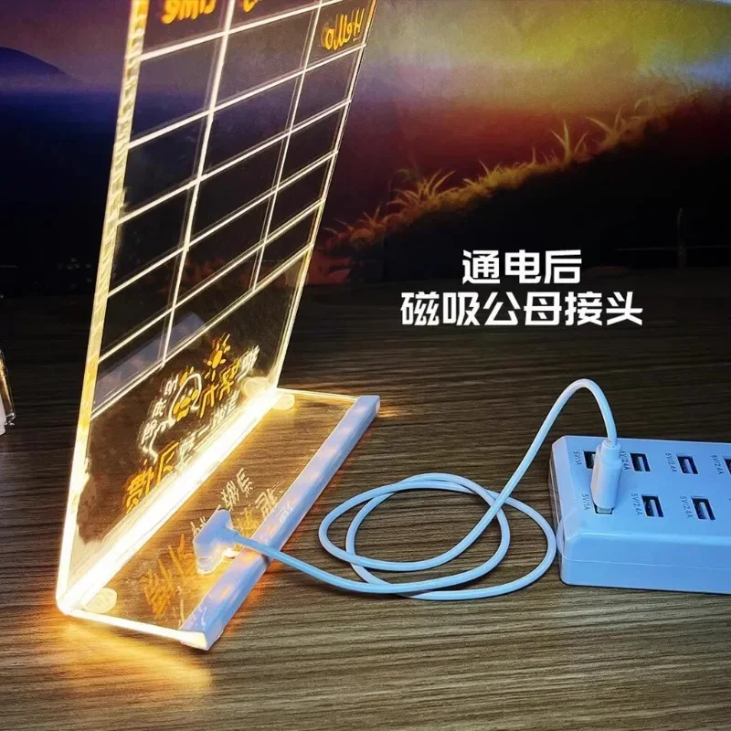 

LED Luminous Small Blackboard Transparent Acrylic Electronic Fluorescent Writing Board Display Advertising Art Supplies