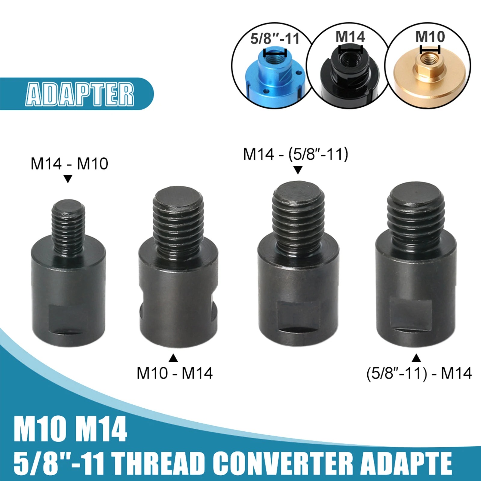 Conversor de adaptador de moedor de ângulo, conector do mandril do adaptador, peças da ferramenta elétrica do metal, alta qualidade, M10, 5, 8-11