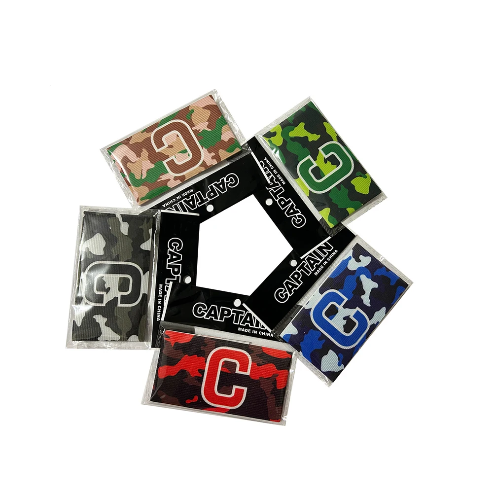 ฟุตบอลพรางปลอกแขนกัปตัน C วงแขนผู้นําเกมสําหรับการแข่งขันฟุตบอลกลุ่มการฝึกอบรมของขวัญ