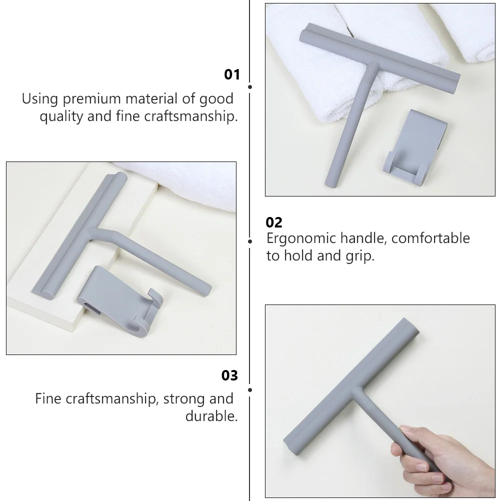 

1set 1Set Silicone Glass Squeegee Ergonomic Handle Scraper For Bathroom Kitchen Window Cleaning Tool Wet Dry Dual Use