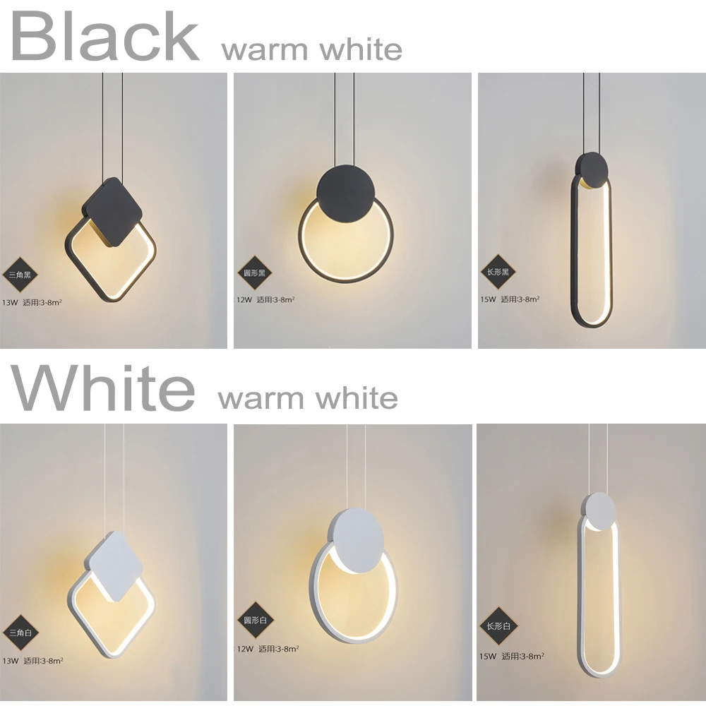 Modern Nordic Minimalist White Black Pendant Lamp Long Wire Dimmable LED Lights Ceiling Hanging Lamps for Bedside Living Decor