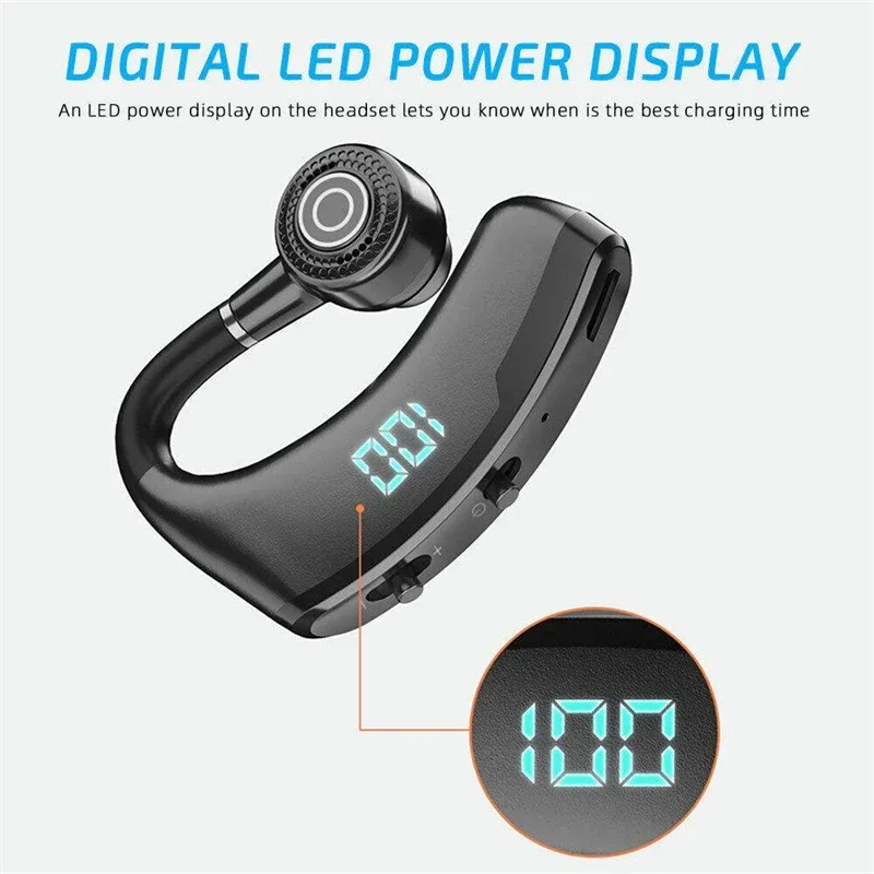 Earphone Bluetooth 5.2 TWS Headset Kait Telinga Nirkabel Tampilan LED Headphone Pengurang Kebisingan Stereo HiFi Earbud Tahan Air