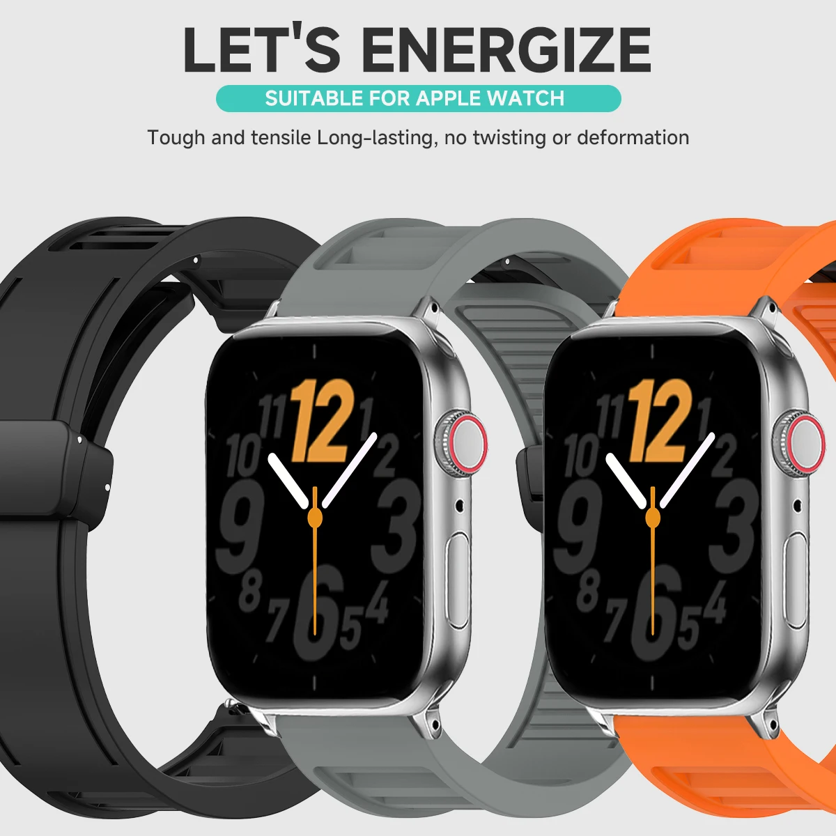 Silicone Shutters Strap for Apple Watch Magnetic Clasp Band Ultra 2 49mm 46/45/44/41/40/38 Bracelet IWatch Series 10 9 8 7 5 8 6