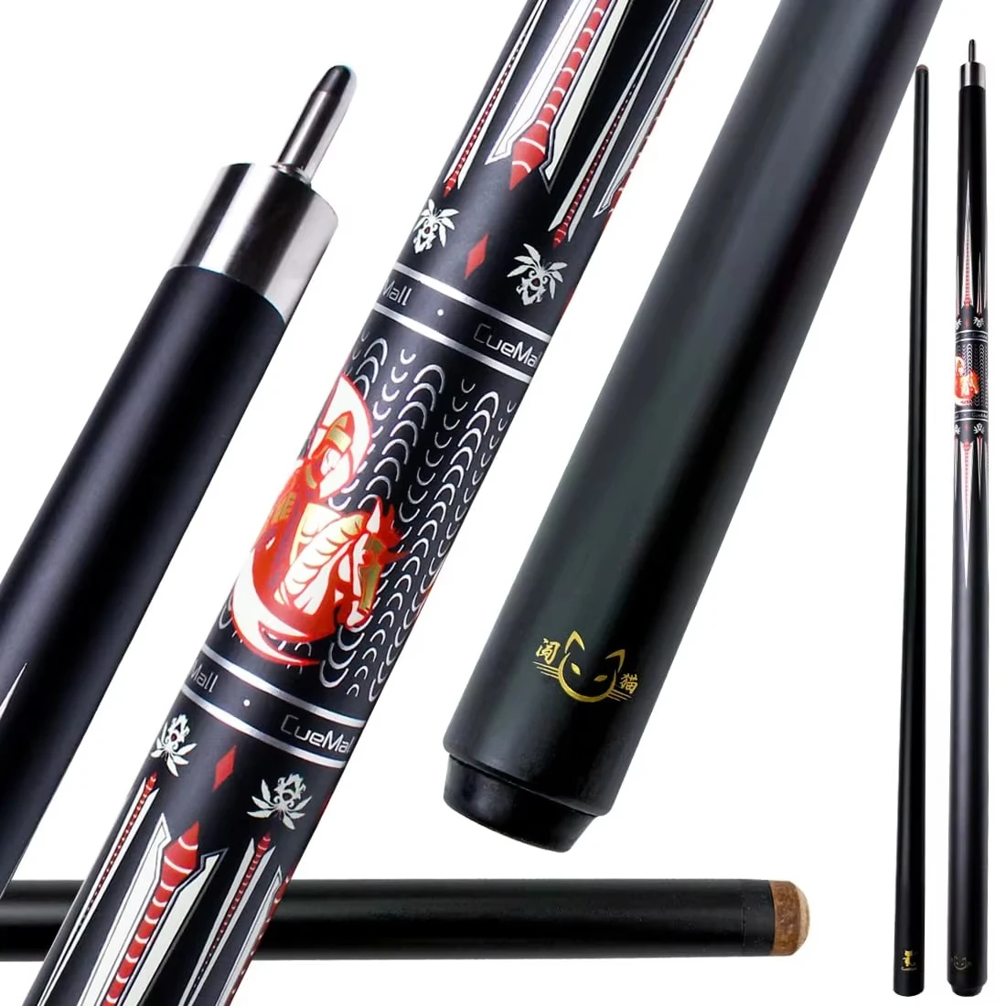 58 Inch 19oz Carbon Fiber Pool Cue 12.75mm Tip Low Deflection Uni-Loc Joint Charlemagne Medieval Design Billiard Stick