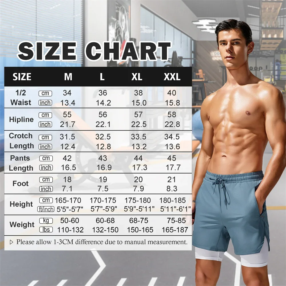 Homens ginásio de fitness correndo shorts homem casual esporte calças curtas leve de dois andares treinamento esportivo treino jogging shorts