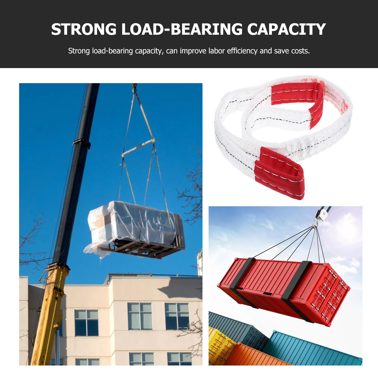 White Industrial Lifting Sling Heavy Duty Web Sling 1 Meter for Warehouse Construction Rigging Load Bearing Strap - view 6