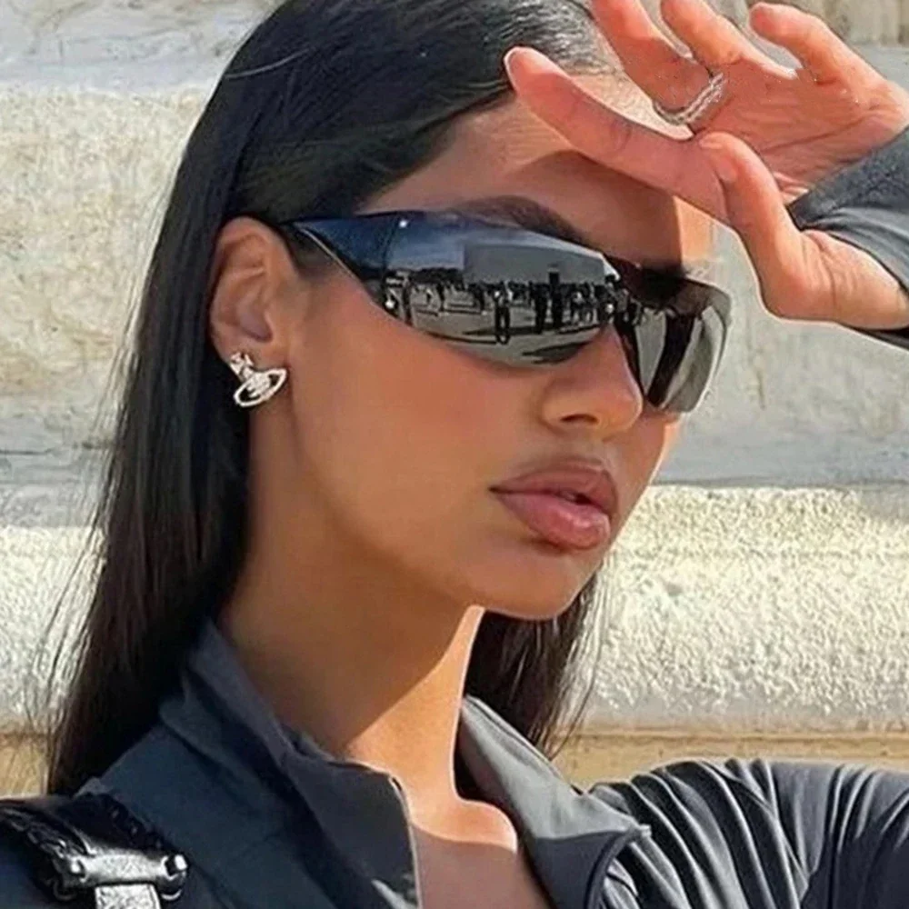 Unikalne nieregularne okulary przeciwsłoneczne Hip Hop dla kobiet Nowa marka Stripe Leg Arc Cool Sun Glasses Men Vintage Gothic Shades Goggles
