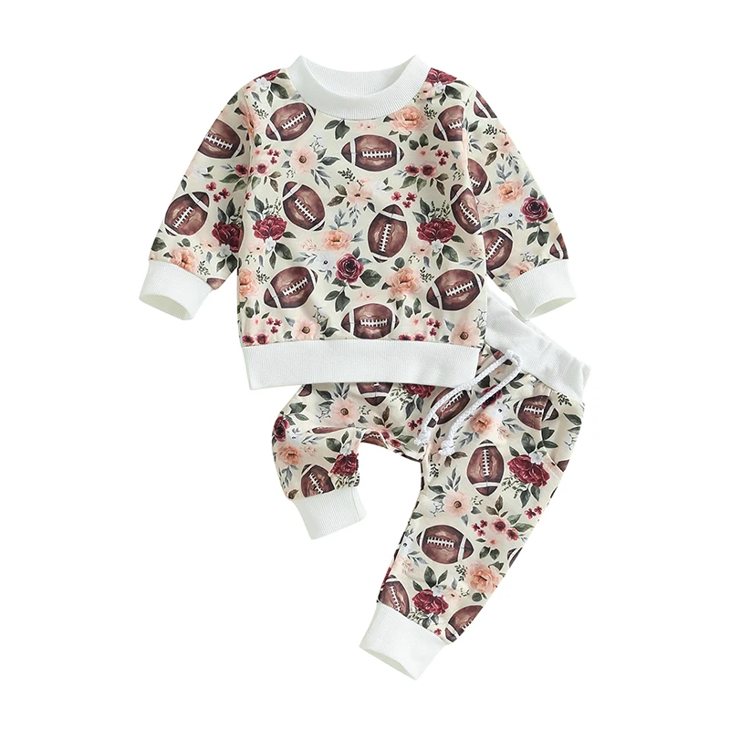 

Autumn Baby Girls Boys Clothes Sets Children's Suit Kids Tracksuit Football Print Sweatshirt Pants Suits Clothing Outfit