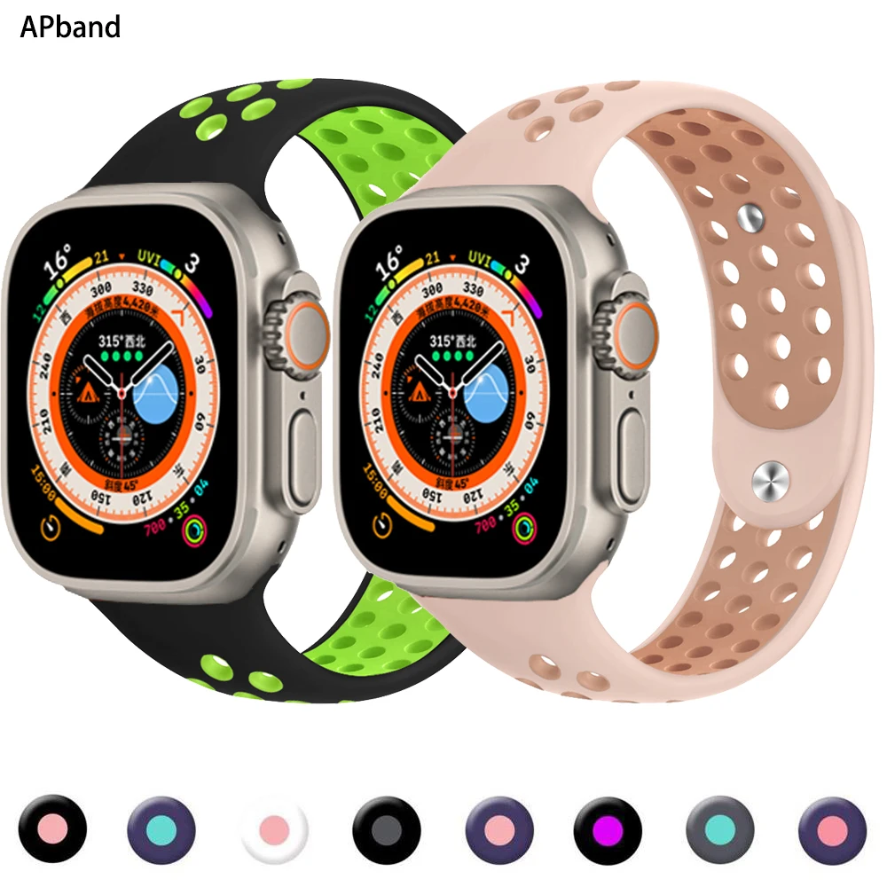 Sport Strap For Apple Watch band 44mm 45mm 49mm 41mm 40mm 42mm 38mm 45 mm silicone correa Bracelet iWatch Ultra serie 7 3 6 se 8