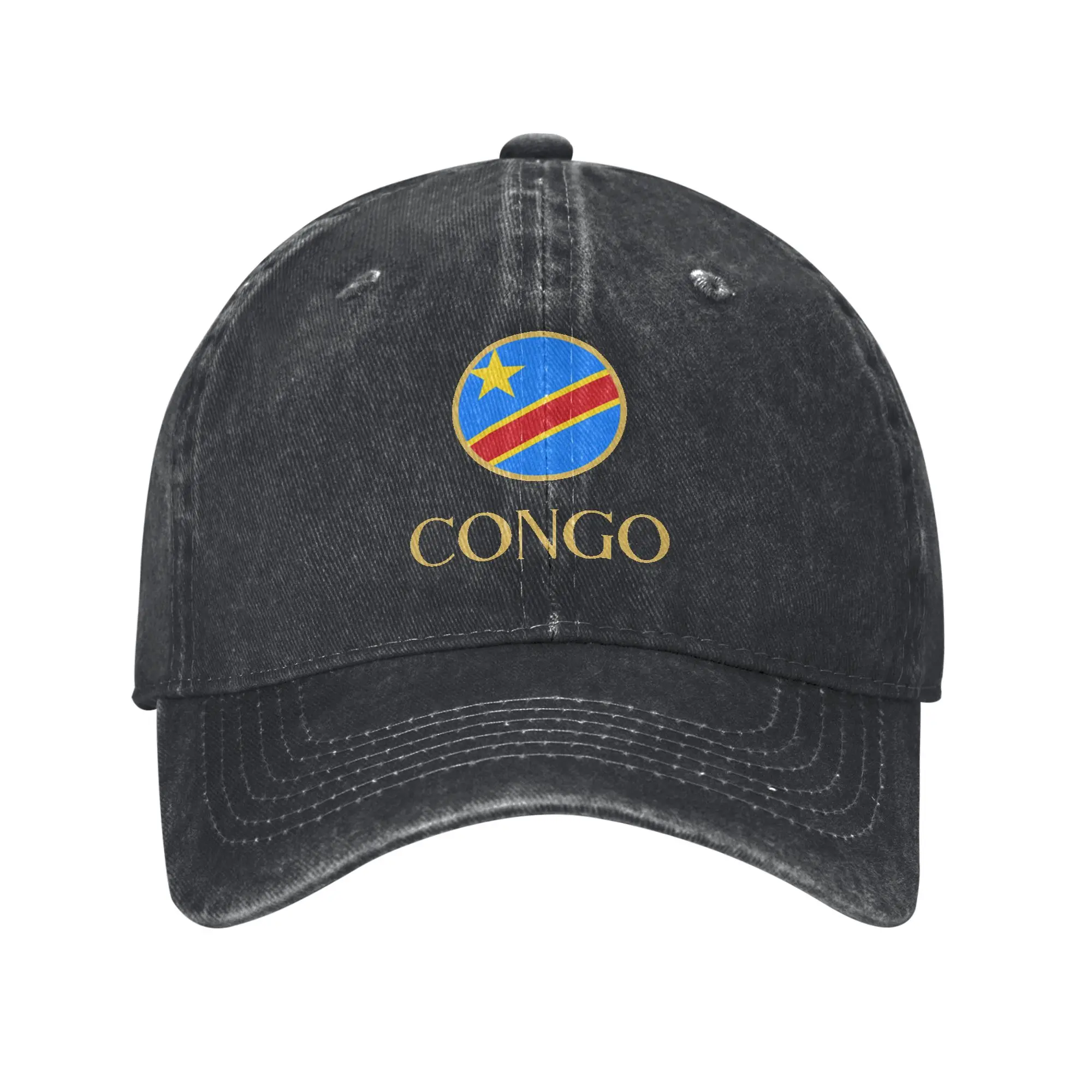 2026 Dr Congo DRC Republic Of Congo High-end Retro Denim Washed Baseball Caps For Men Cowboy Sun Hats Camping Mens Snapback Cap
