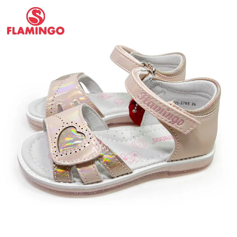 FLAMINGO Summer kinder sandalen Hook& Loop Flat Arched Design Chlid Casual Princess Shoes Size 26-31 For Girls 221S-Z6-2763