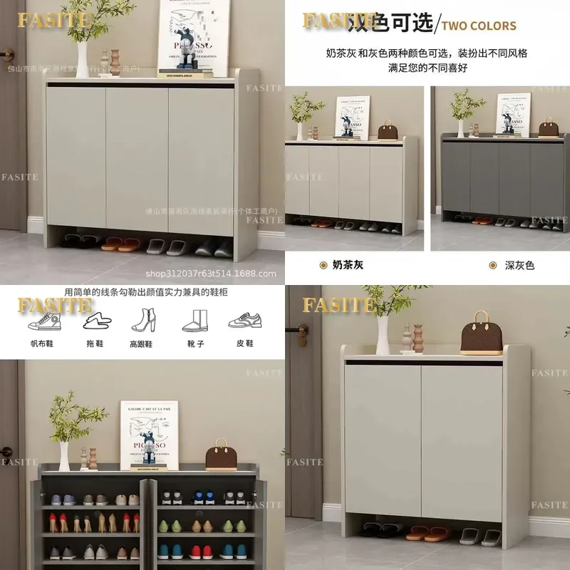 For Aluminum Alloy Shoe Cabinet Integrated Door Modern Simple Heightened Thickened Outdoor Waterproof Sunproof Storage