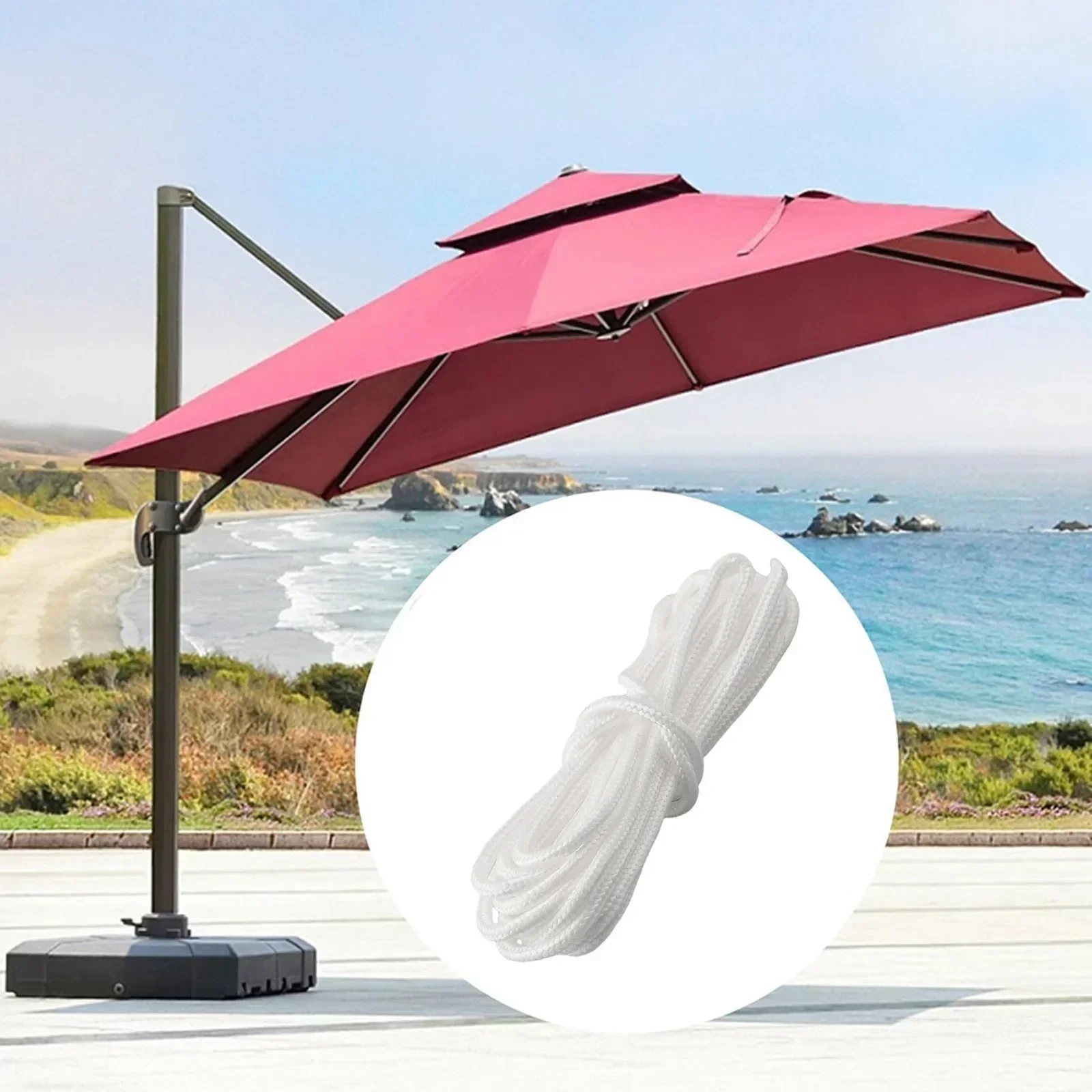 Sun Umbrella Parts Replacement Cord Patio Umbrella Cord Versatile Roope Parasol Accessories Length 3.4m Nylon Portable