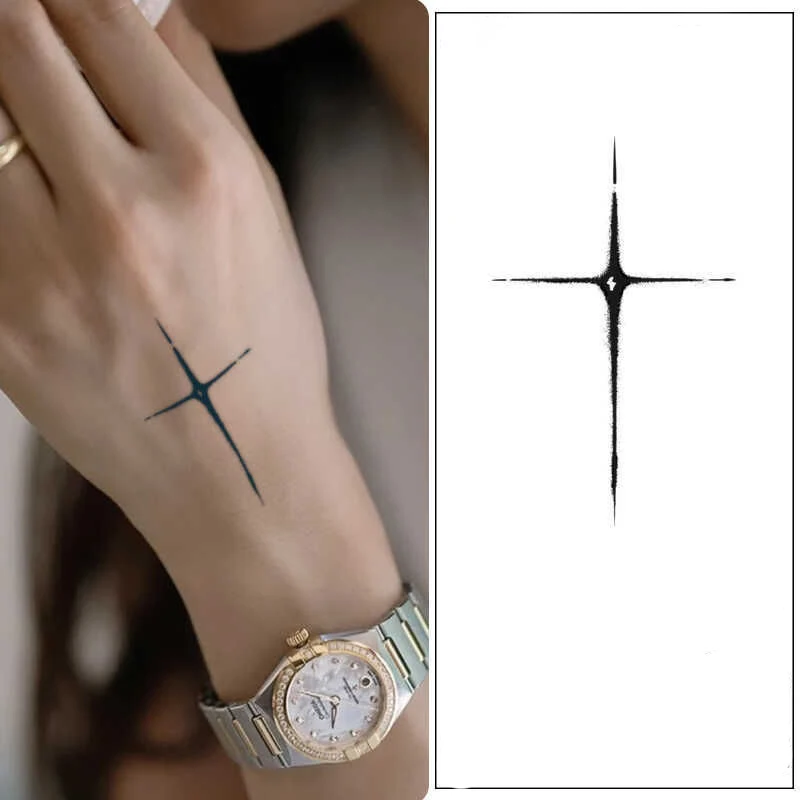 5pcs Creative Cross Herbal Tattoo Sticker Waterproof Simulation EDC Portable Sticker Tool