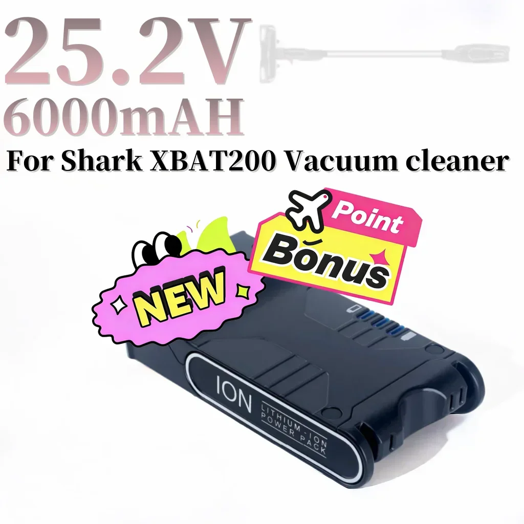 🚧25.2V 6000mAh Lithium-ion Vacuum Cleaner Battery, For Shark XBAT200 ION Rocket IONFlex And IONFlex Cordless Vacuums Batter🧸