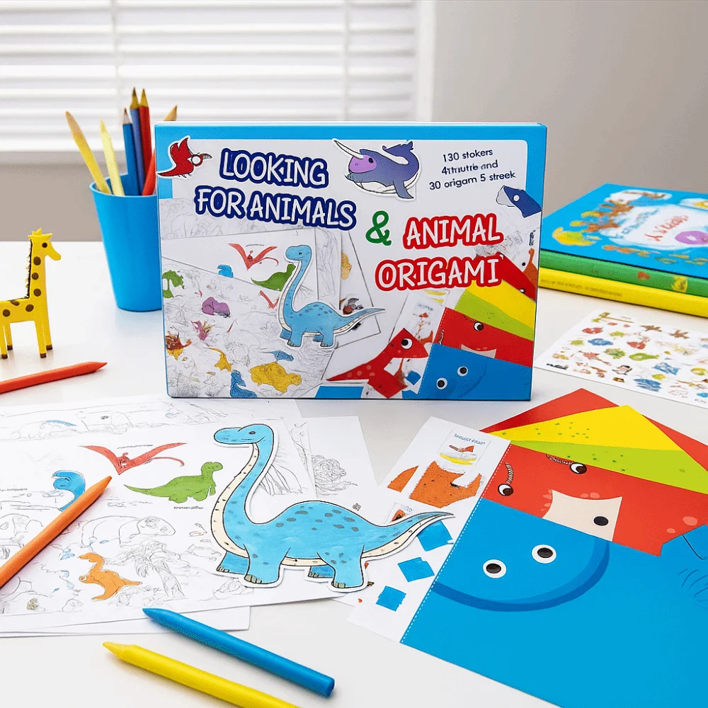 

Creative Search Find Sticker Book Funny Interactive 3D Origami Books Reusable Adhesive Cartoon Animal Digital Sticker Book