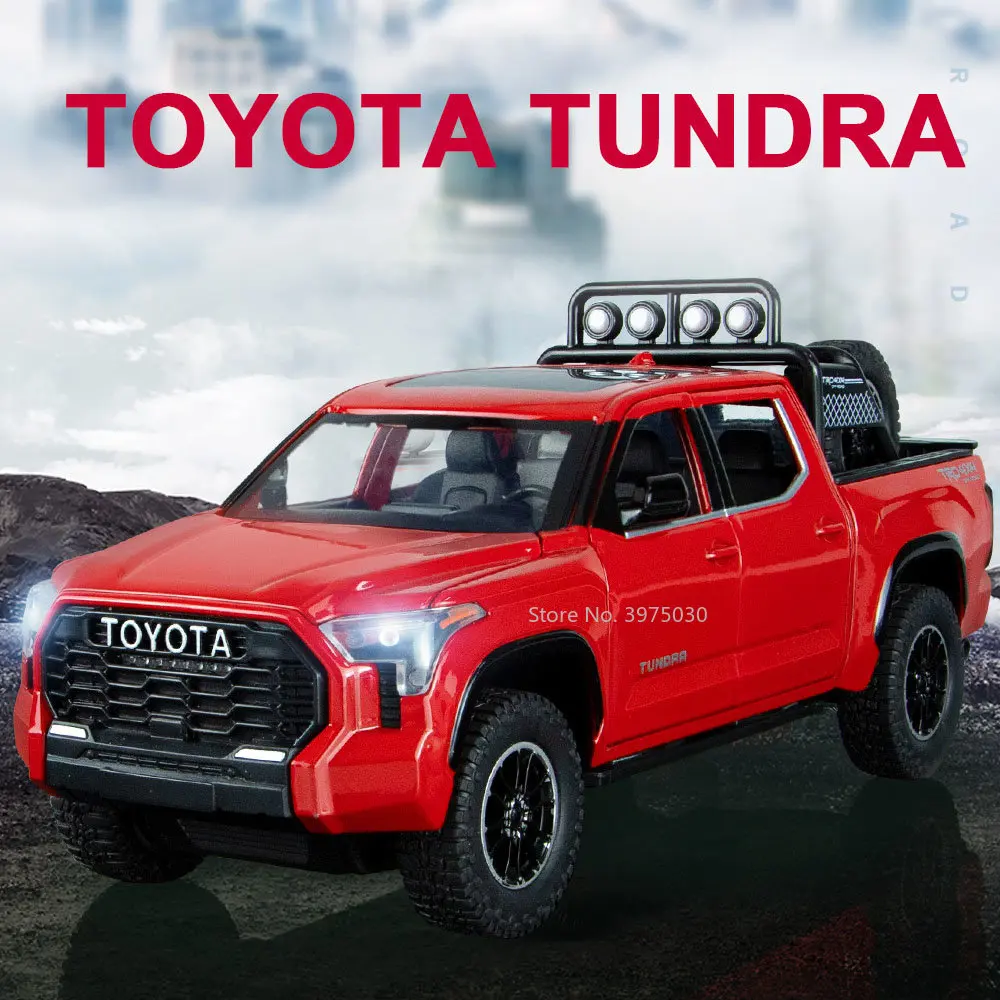 

1:24 Toyatas Tundra Alloy Car Model Metal Diecast Toy Vehicle Pull Back Sound And Light Simulation Cars Toys For Kid Boys Gift