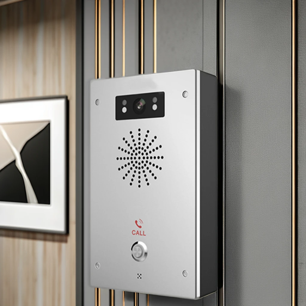 Vídeo porteiro bidirecional de alta durabilidade, acesso à porta com um toque, rede poe, telefone voip para elevadores de apartamentos