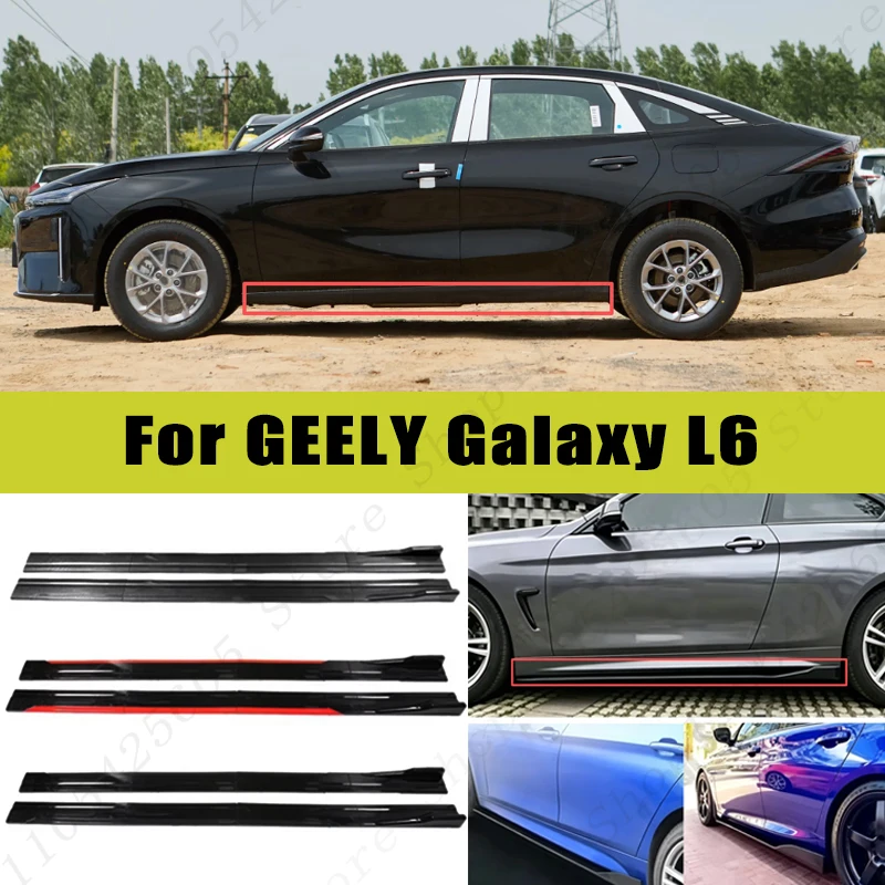 For GEELY Galaxy L6 Racing Sport Side Skirts 2.0/2.2M 86.6" ABS Splitters Extended Lip Body Kit Bumper Modified Parts 8Pcs