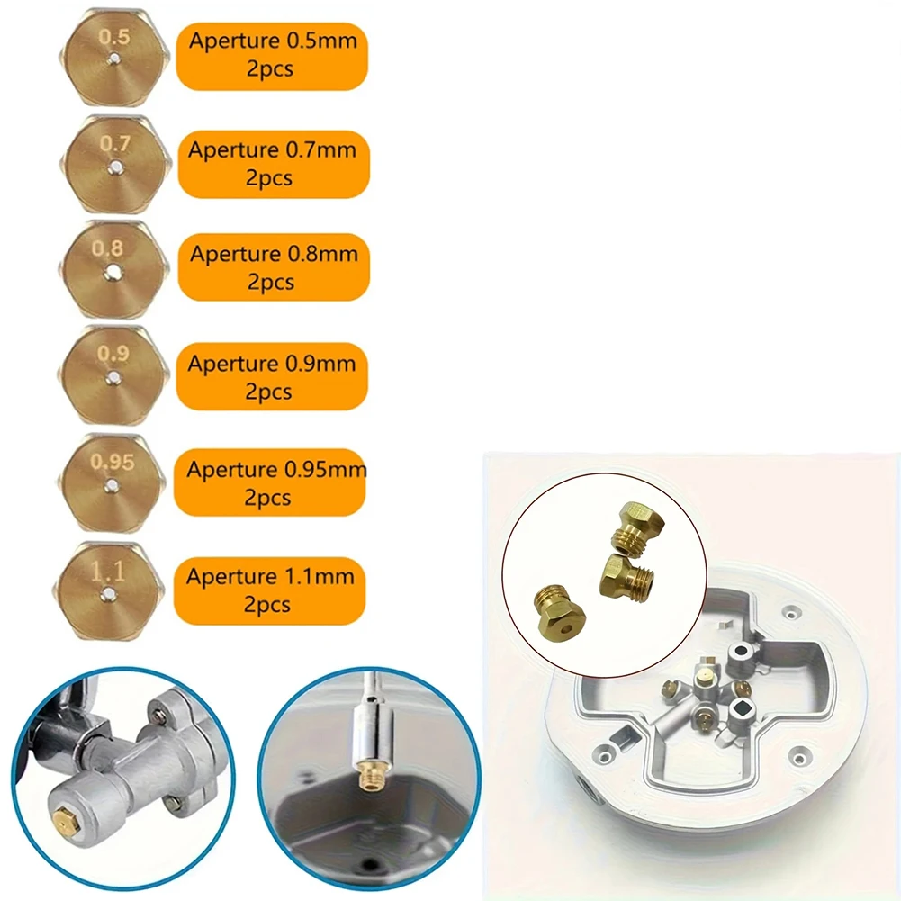 For Kitchen Repair 0.7*0.8CM M6*0.75 Brass Nozzle Kit Brass Gas Stove Nozzles 9 Mm Height Heat-resistant Construction