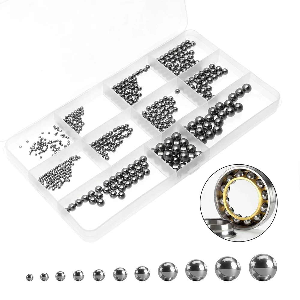 

550/510pcs Ball Bearing Swivel Metric Precision Chrome Steel Screw Bicycle Cycling Slingshot Balls Replacement Assortment Kit