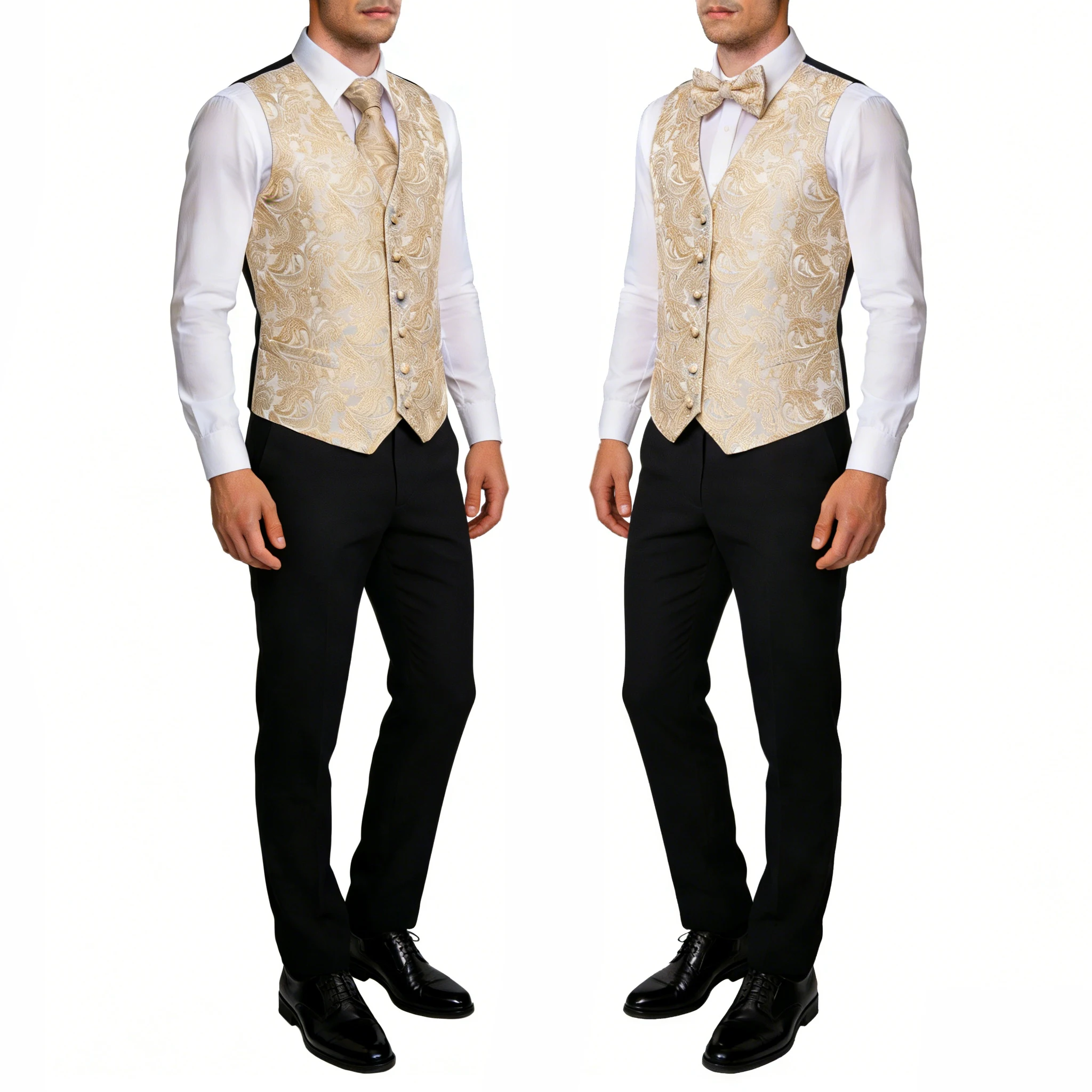 

Men's Formal Suit Vest - Paisley Floral Solid Waistcoat Necktie Bowtie Pocket Square Cufflinks Set for Business Wedding Party
