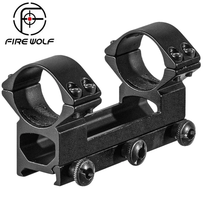 FIRE WOLF Hunting Siamesed Double Tube 30mm Rings Scope Mounts for Dovetail 20mm Picatinny Rails See-through