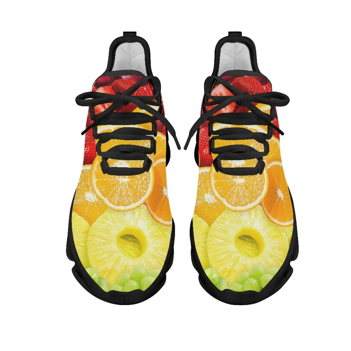 INSTANTARTS Orange Banana Strawberry Fruit Print Mesh Sneakers for Women Lightweight Platform Shoes Female Cushion Zapatillas